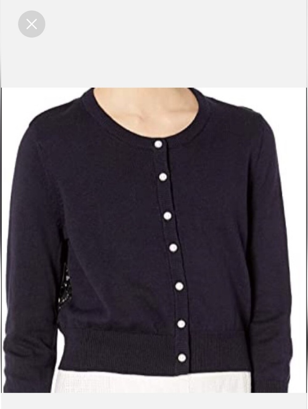 Karl Lagerfeld Paris Pearl Button Lace Back Cardigan